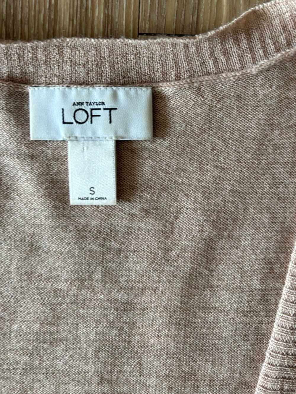 VTG LOFT Cardigan Sweater Tan Wool Open Short Sleeve Pockets Womens S Preppy Y2K - Picture 4 of 9
